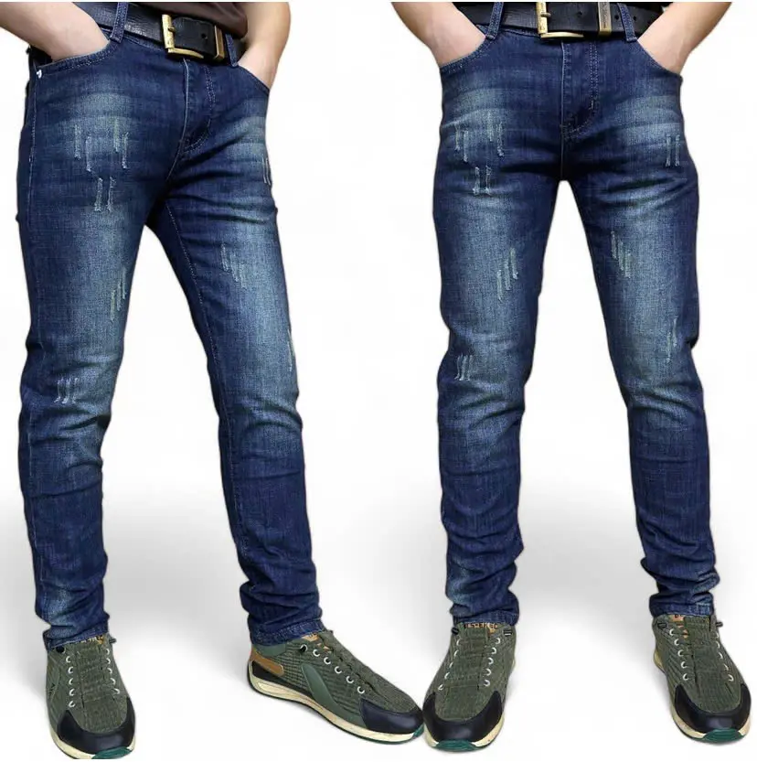 Quần Jean Nam Xước Xanh Đậm Phủ Rêu - MS - 16 Menswear Pants Có Túi ripped ski quanjeans caocap quanjean