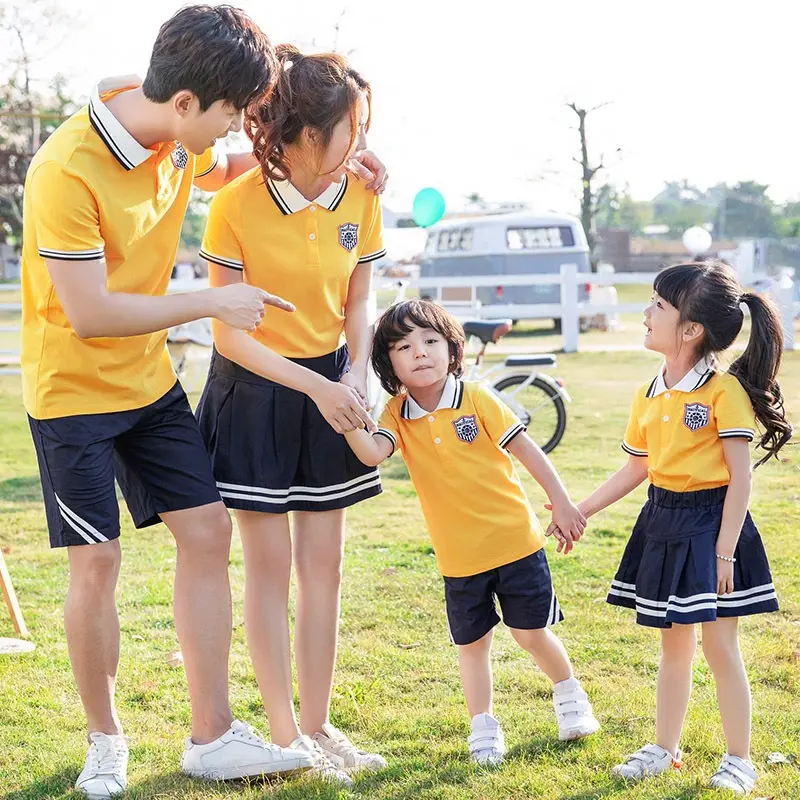 Family Matching Outfits Summer Holiday Mum Daughter T-shirt Dress Dad Son Cotton T-shirts Shorts Couple Outfit Student Uniforms