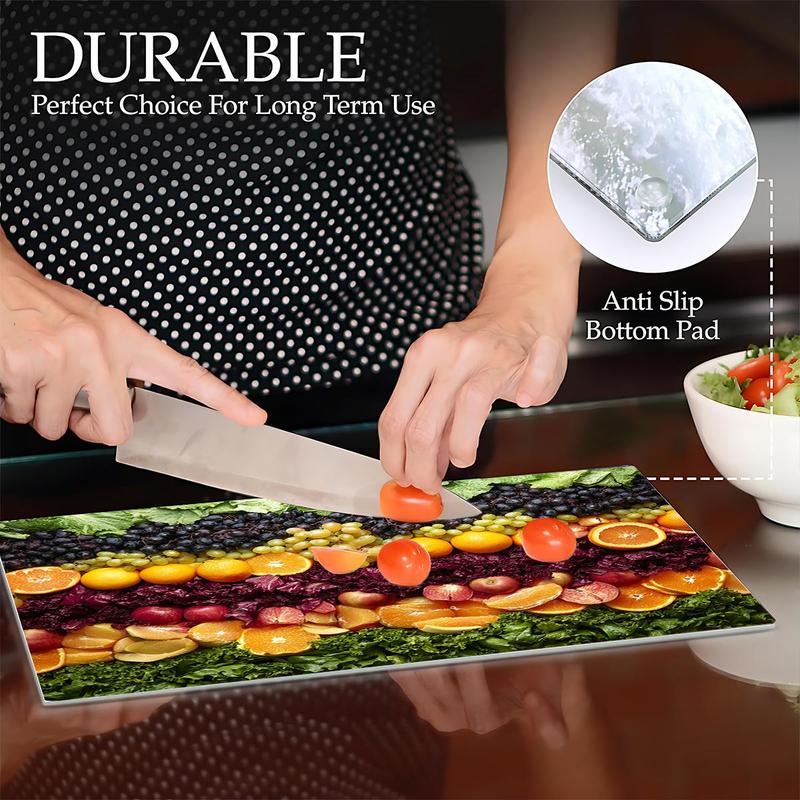 Fruit & Vegetable Pattern Kitchen Cutting Board, Durable Heat Resistant Non-slip Chopping Board, Kitchen Decor Supplies 6