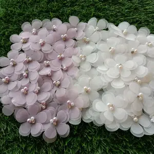 bunga organza 3d/hiasan kebaya dan gaun/12 pcs