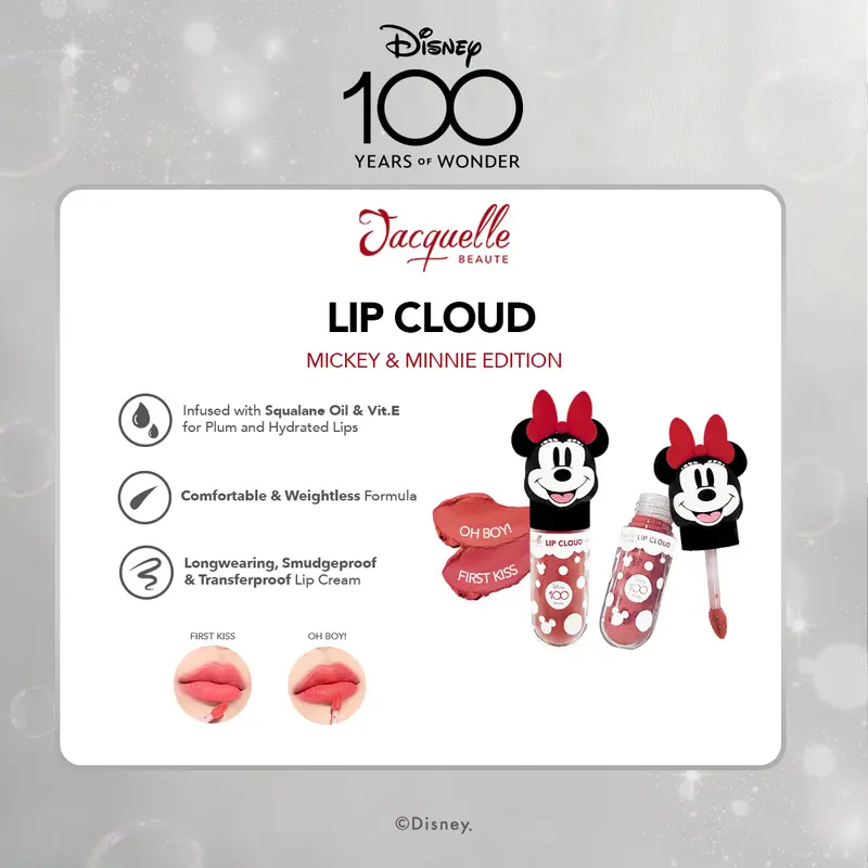 Jacquelle Lip Cloud - Disney Mickey Minnie - Lip Cream Tahan Lama Bibir Lipstick Lipstik - Pewarna Mencerahkan Bibir 5