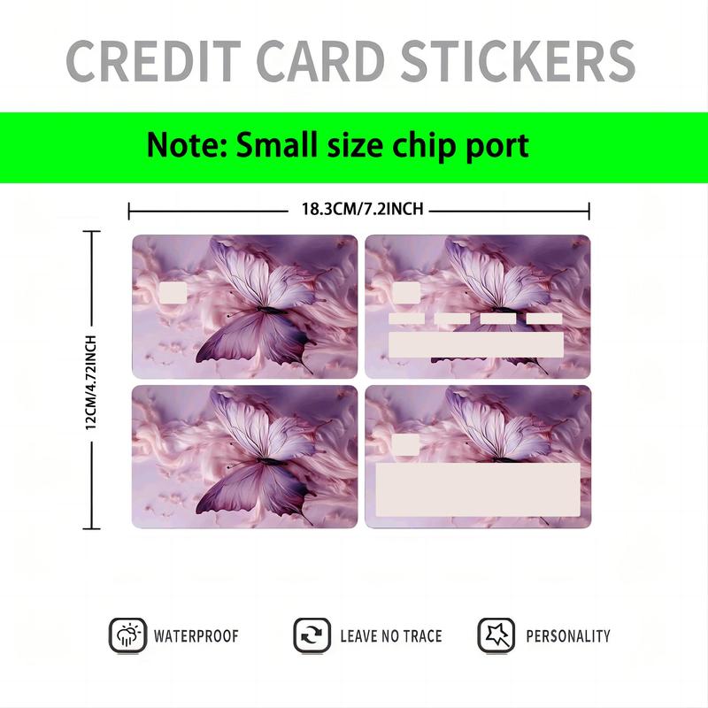 Butterfly Pattern Card Skin Sticker, Removable Self Adhesive Card Decorative Sticker, Suitable for Credit Card, Bank Card, Savings Card, Bus Card 1