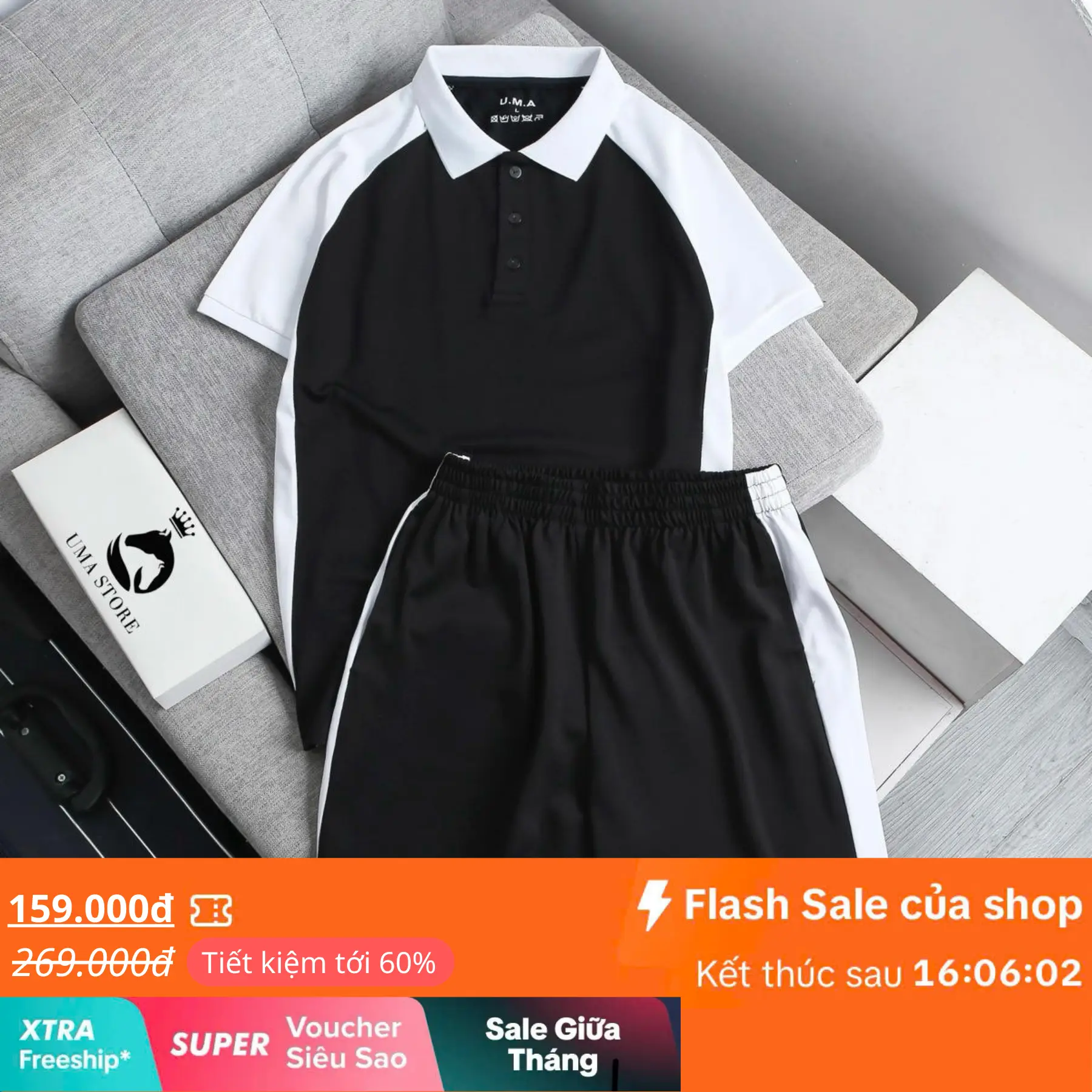 Bộ Quần Áo Thể Thao Nam Nữ Phối Màu Chất Liệu Cá Sấu Dệt Kim, Nam Tính, Trẻ Trung, Thanh Lịch - ( Poloumaor ) Menswear Áo Quần Shirt Có Cổ Ngắn Tay Cộc Tay [ Bộ Polo Phối ]