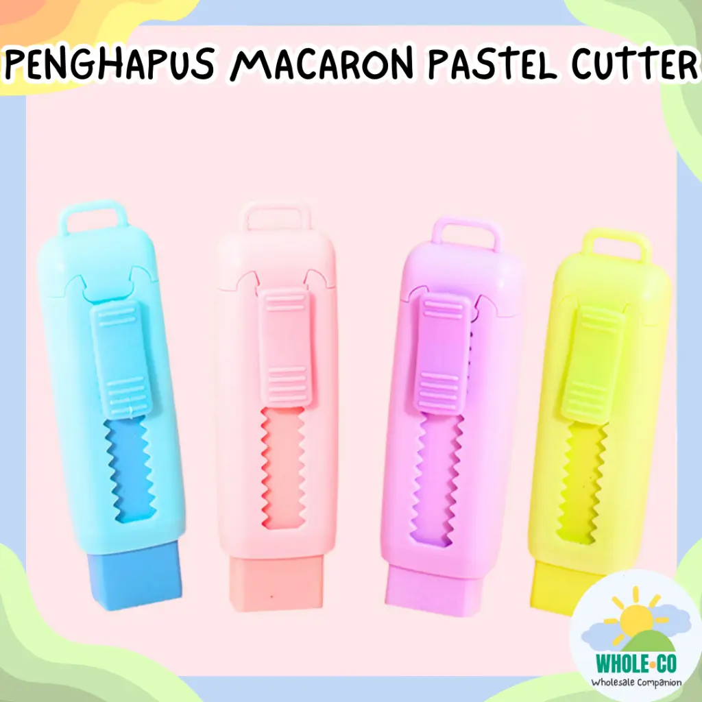 Penghapus Cutter Macaron Pastel Premium Mekanik Panjang bentuk Kotak Warna Warni Lucu Unik Imut Termurah Grosir Cod