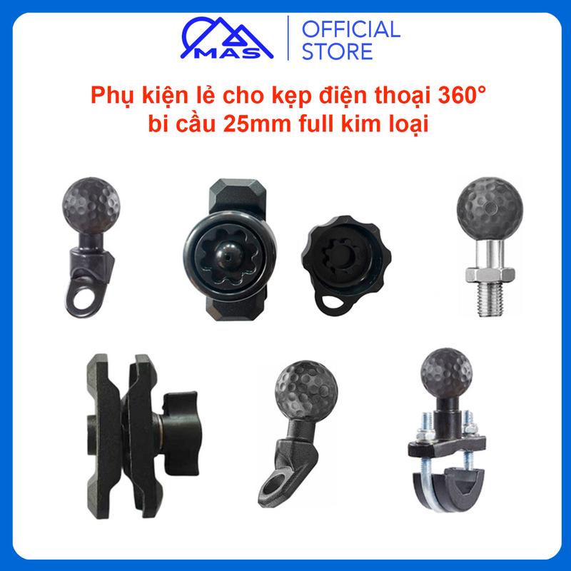 Đầu Bi 25mm Lắp Ghi Đông Chân Gương Giá Đỡ Điện Thoại Xe Máy Khụ Kiện Khoá Kẹp Lẻ Chất Liệu Kim Loại