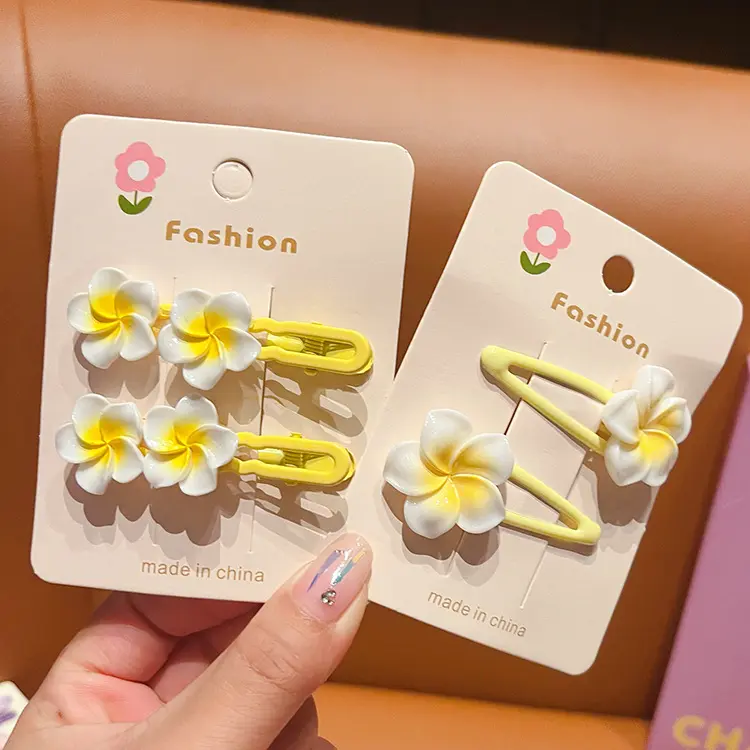 Kẹp Tóc, Thiết Kế Plumeria Rubra, Siêu Dễ Thương, Kẹp Tóc Cropped Xén, Phụ Kiện Tóc, Dành Cho Bé Gái, Kẹp Tóc Mái Bên, Phụ Kiện Đội Đầu, Không Làm Tổn Thương Tóc, Thích Hợp Cho Bé Gái