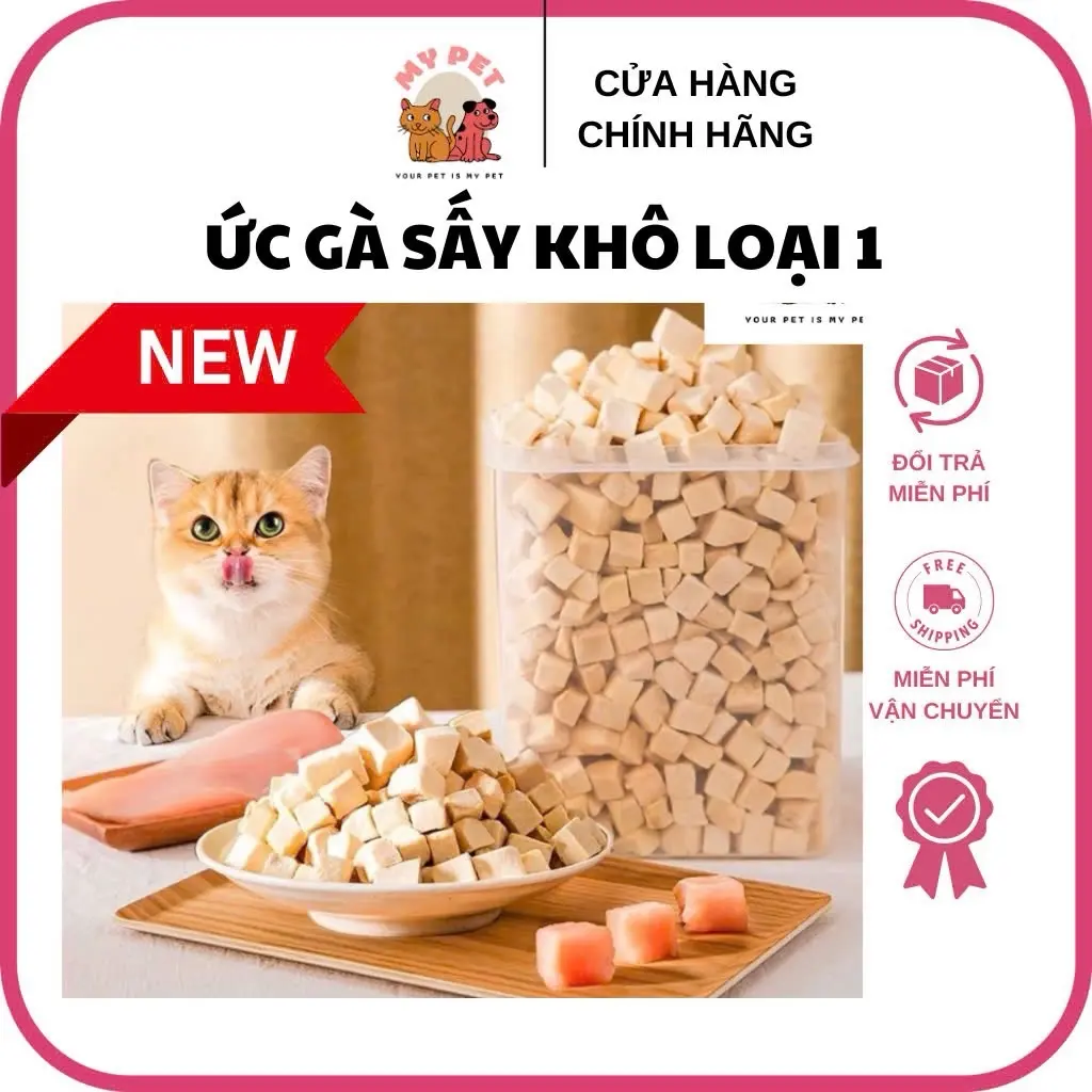 (Hàng Loại 1) Gà Viên Sấy Khô Cho Mèo, Ức Gà Thức Ăn Sấy Khô Cho Chó Mèo, Snack Thưởng (MyPet Shop)