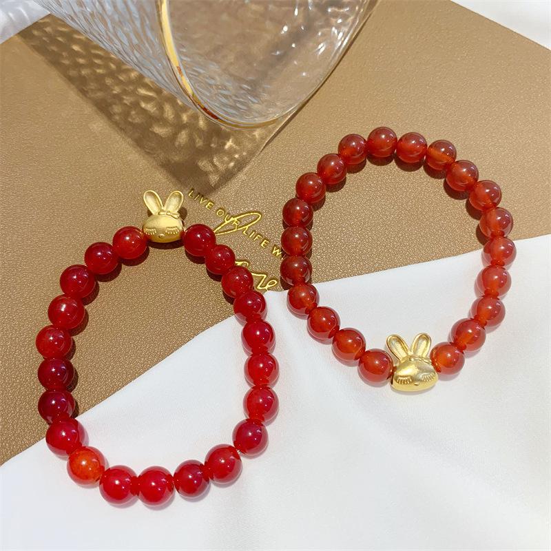 Product Introduction of Vòng Tay Mã Não Đỏ Thỏ Vàng Nhỏ Trang Sức Vàng Chiếm Phí, Năm May Mắn, Vòng Tay Thỏ, Dành Cho Nữ, Không Phai Màu, Năm Kỷ Niệm Mới Năm 2025 vòng  tay  cho  nam vòng  trầm  hương vòng  trầm  hương 4