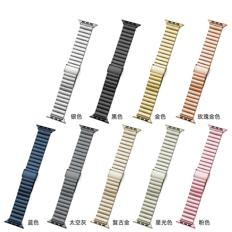 Product Introduction of Suitable for Apple One Bead Stainless Steel Strap Apple IWatch 8/Se/Huawei Buckle Bamboo Strap 4145mm 1