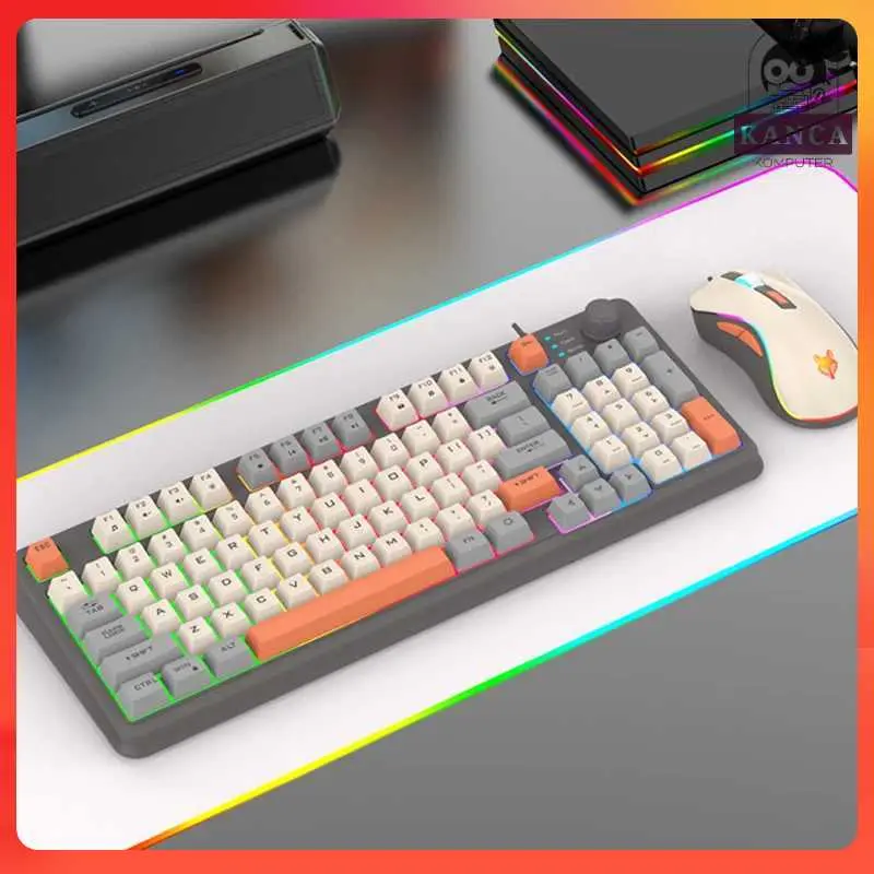 XUNFOX Gaming Keyboard RGB LED USB Wired 94 Keys Top Knob with Mouse - K820 0