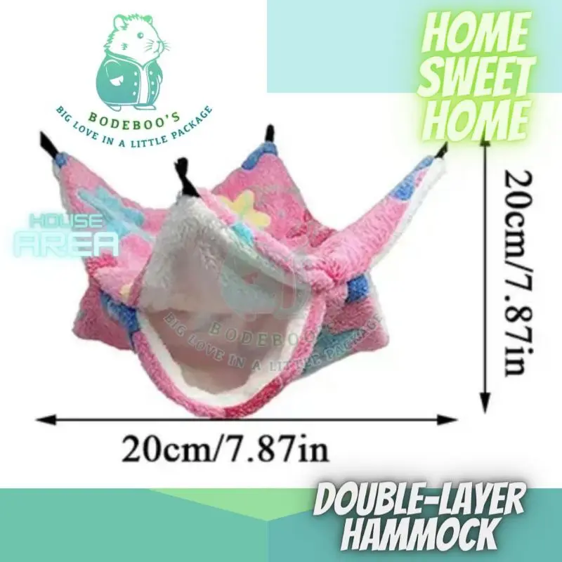 1 Pcs - Hanging Hammock Nest / Sleeping Pouch / Tempat Tidur Hideout Kandang - 2 Layer / Tingkat - Motif : Love / Starfish - Size : S - Untuk : Sugar Glider dan Hewan Kecil Lainnya 2