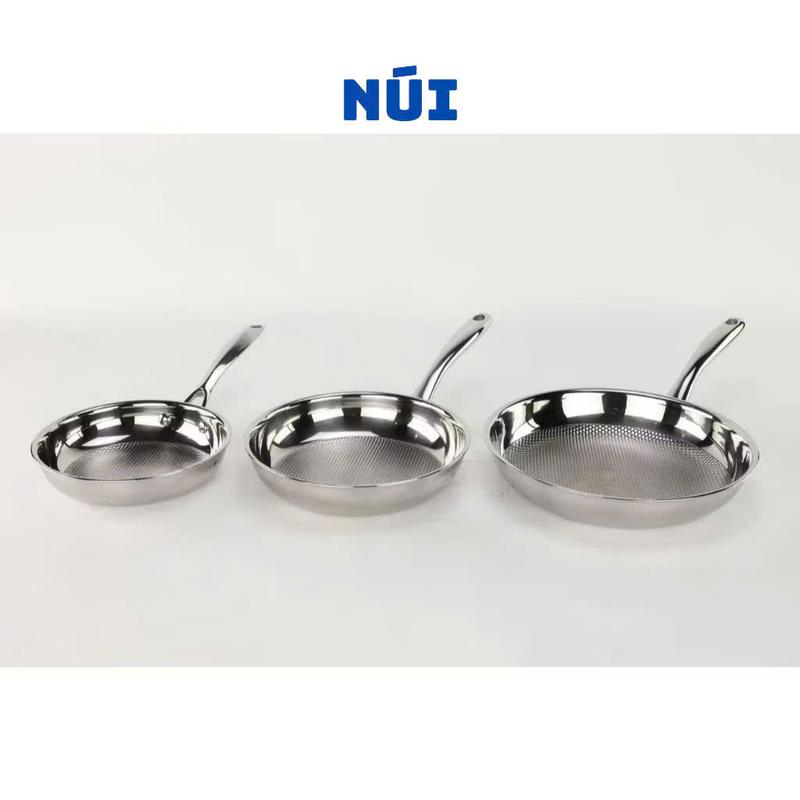 Chảo cạn cao cấp đúc liền khối inox 18/10 vân Golf OYATTON Size 20, 24, 28 Dùng trên các loại bếp