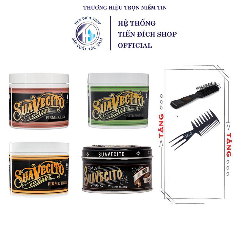 [CHÍNH HÃNG] Sáp vuốt tóc Suavecito Oil Based / Firme Hold / Firme Clay / Matte Pomade cao cấp USA  cho nam nữ + Tặng lược tạo kiểu Texture, lược sấy tóc Chaoba
