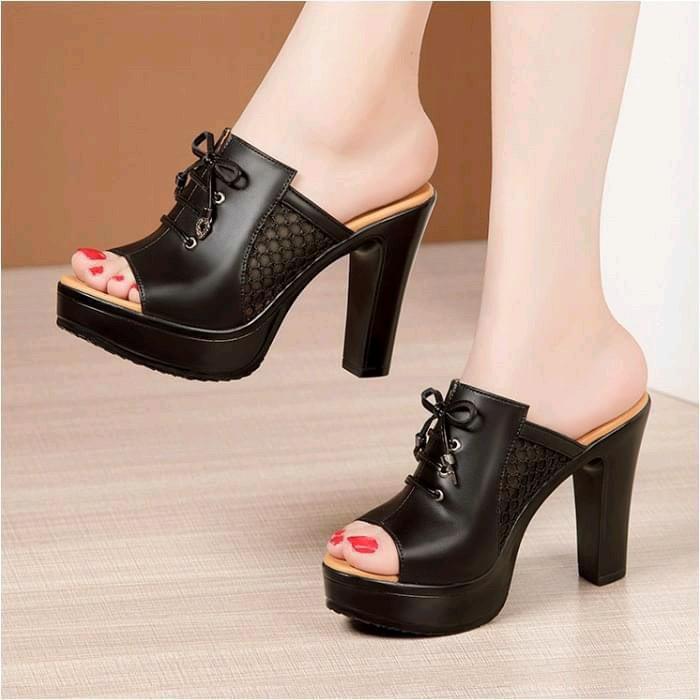 Dép Nữ Cao Gót Nơ Mẫu Mới Thiết Kế- Đế Đúc Cao 10Cm Siêu Nhẹ Mũi Tròn- Dễ Mang DéP giay got vuong giày 10 phân kín đúp