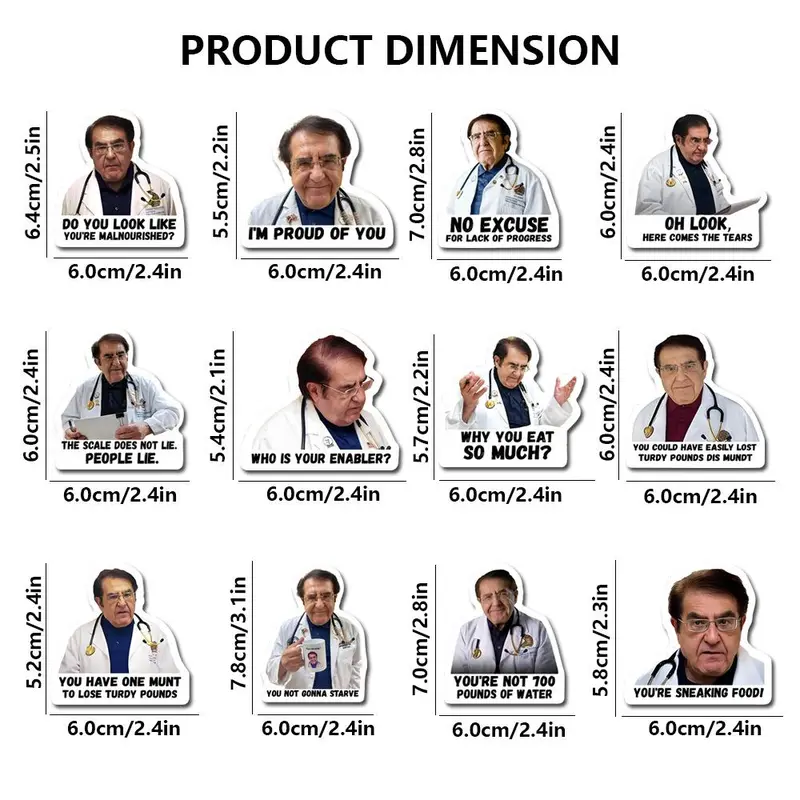 Doctor Nowzaradan Fridge Magnet, 12pcs/set Funny Doctor Nowzaradan Fridge Magnet, Decorative Sticker for Home Kitchen Office 1