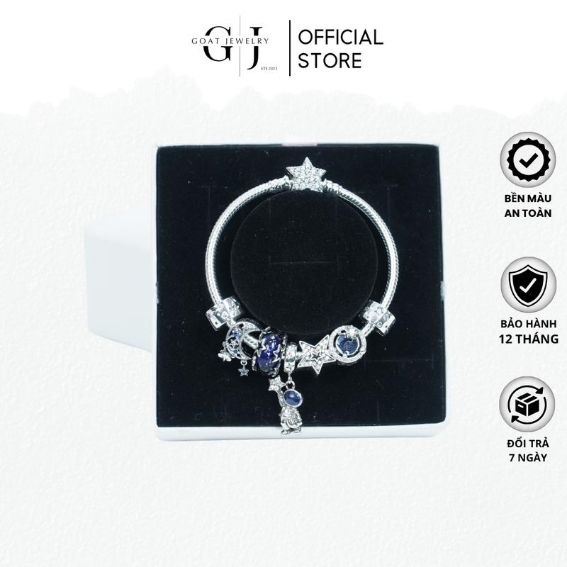 Vòng Tay Bạc Dành Cho Nữ Mix Bộ Sưu Tập Charm Tình Yêu Và Ánh Sao Hy Vọng Tặng Hộp Đựng Sang Trọng