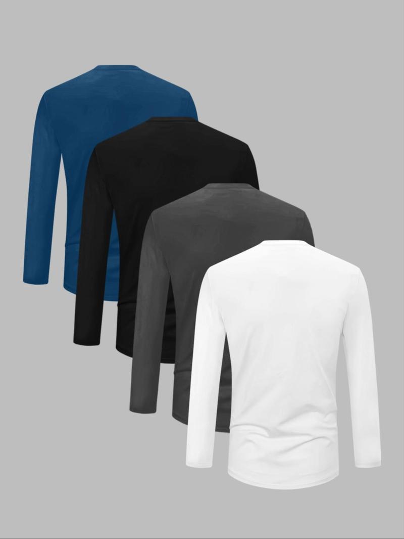 Product Introduction of Men's Letter Print Round Neck Long Sleeve Tee, Regular Fit Casual Crew Neck T-shirt for Spring, Men's Top for Daily Wear 2