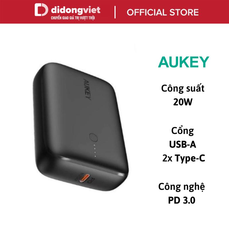 Pin sạc dự phòng AUKEY 10.000mAh PB-N83S, sạc nhanh 20w, 2 cổng PD nhỏ gọn - Bảo hành 24 tháng Chính Hãng Pin Dự Phòng Sạc Điện Thoại Phụ Kiện