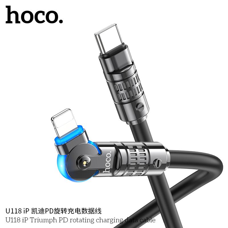 Product Introduction of Cáp Sạc Nhanh Hoco U118 Đầu Xoay 180Độ, Chân Type-C To Lightning Sạc Nhanh 27W Cho iPhone 8/X/Xs/Xsmax/Xr/11/12/13/14 Series, Cáp Bọc TPE Mềm Mại, Bền Bỉ, Đầu Cắm Có Led, Tự Ngắt Khi Pin Đầy, Bảo Hành 12 Tháng Phụ Kiện 8
