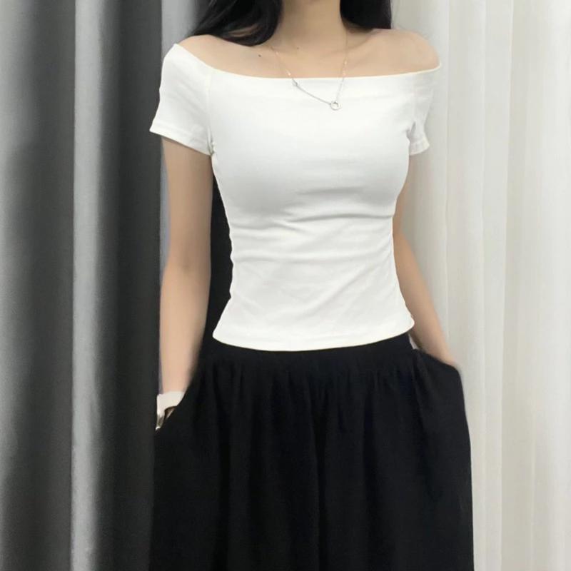Product Introduction of Áo trễ vai cộc tay body cotton co giãn A55 basic. 2