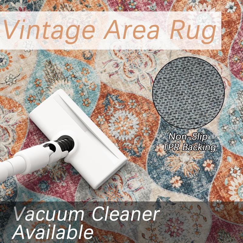 Product Introduction of Boho Style Moroccan Floral Pattern Rug, 1 Count Non-slip Soft Floor Mat, Decorative Area Rug for Home Living Room Bedroom Kitchen 7