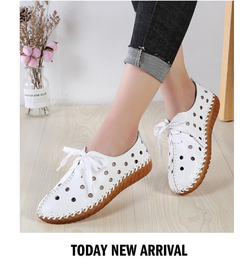 Product Introduction of Leather hand stitched single shoes Soft soled mother shoes lace-up retro fashion casual shoes flat women's shoes 12