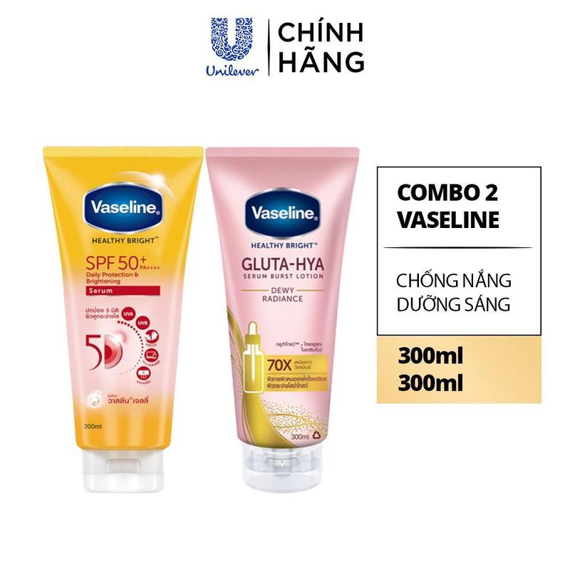 Combo 2 Serum Chống Nắng Vaseline Với SPF50+PA++++ Hỗ Trợ Bảo Vệ Da 300ml + Sữa dưỡng thể Vaseline Gluta-Hya Hỗ Trợ Dưỡng Da Chuyên Sâu Nữ 330ml [5]