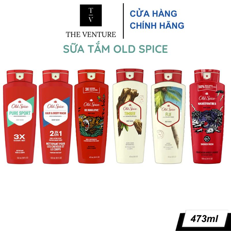 Sữa Tắm Old Spice Bearglove Wolfthorn Fiji Timber With Sandalwood - 473ml & 532ml - Đủ Mùi Hương
