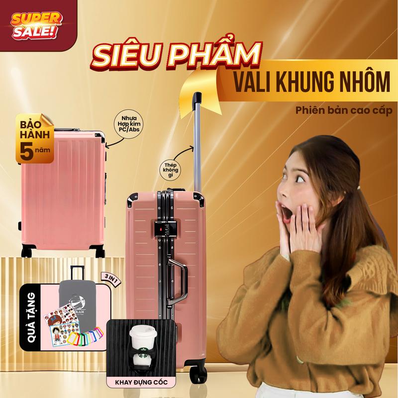 {Mẫu mới 2025}Vali Two Brothers khung nhôm T681 cao cấp Size 20/24/28 hợp kim PC/ABS bền đẹp chắc chắn giá hợp lý - Tặng {bọc vali + tag vali + miếng dán sticker}-bảo hành 5 năm