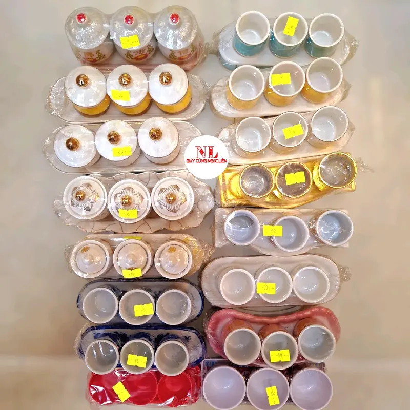 Bộ 3 ly cúng đất đai bàn thiên ông táo ông bà gia tiên cửu huyền trong thờ cúng Decor 1