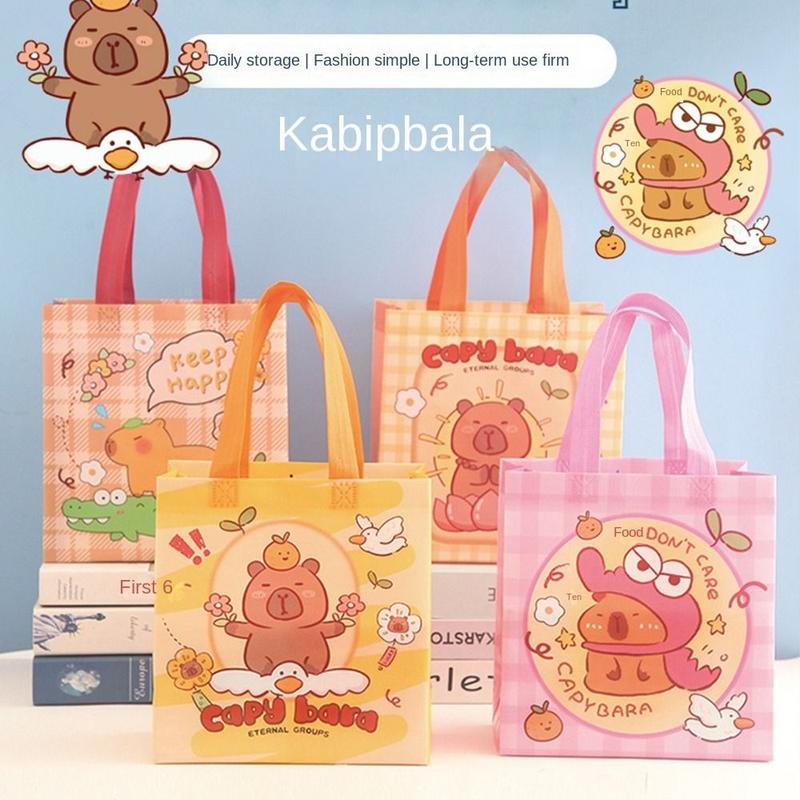 Product Introduction of Cute Cartoon Capybara Tote Bag Foldable Portable Handbag Non-Woven Fabrics Candy Gift Bags 9