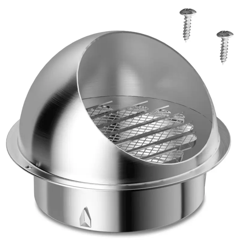 Stainless Steel Round Dryer Vent Cover, Wall-mounted Exhaust Hood for Bathroom Ventilation and Air Exchange, Dryer Replacement Outlet Accessory 0