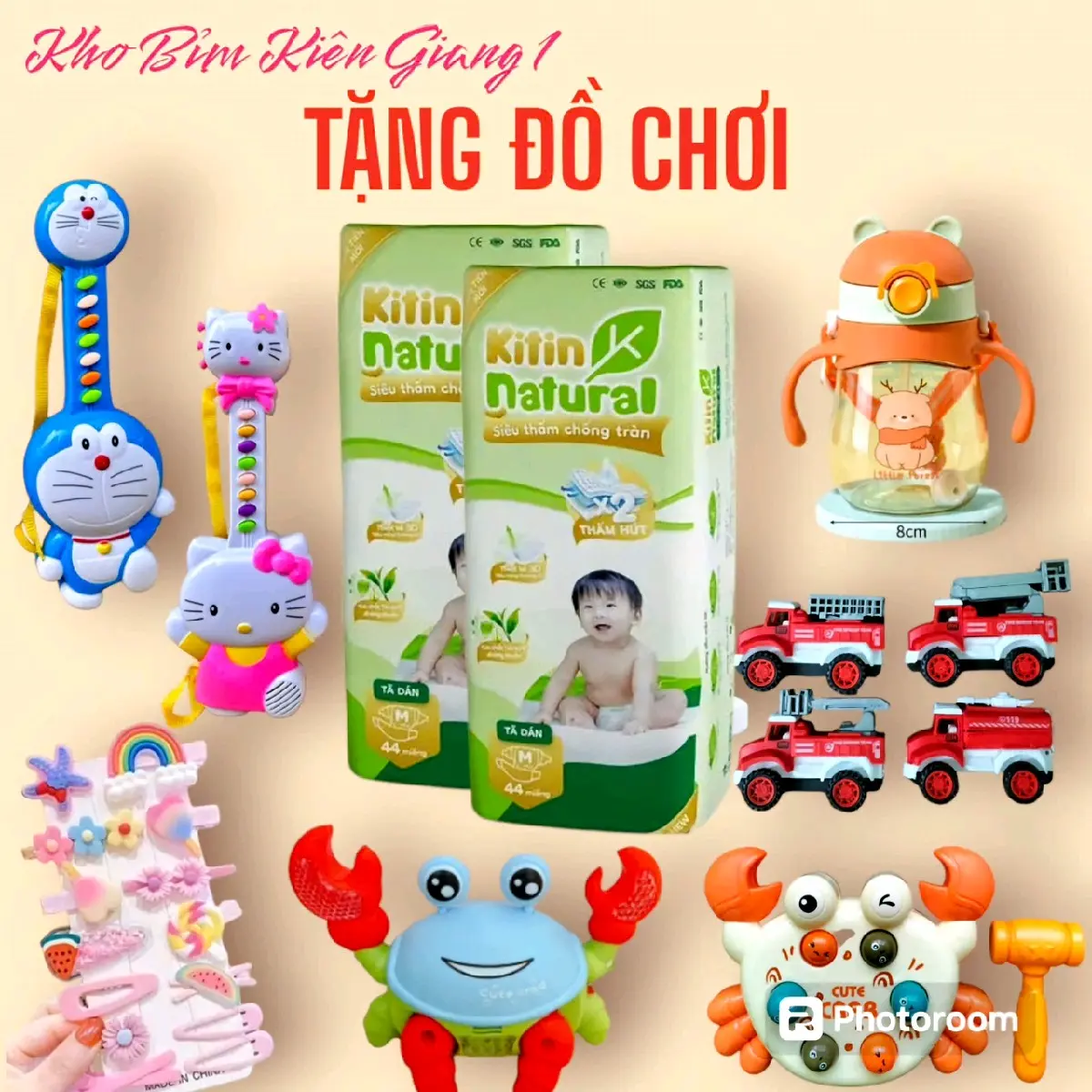 (Tặng đồ chơi) 2 bịch KITIN NATURAL size sơ sinh đến 4XL cho bé Voi