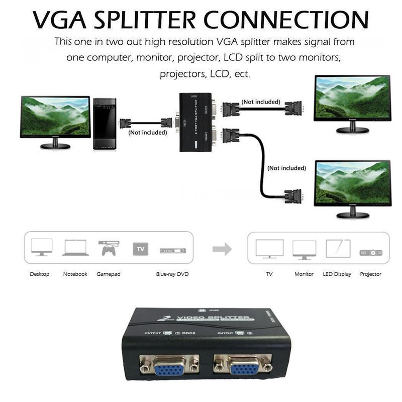 Product Introduction of Bộ Chia Video 2 Cổng, 1 PC Sang 2 Màn Hình, Bộ Chuyển Đổi Bộ Sao Chép, Bộ Chia VGA, Có Cáp USB 17