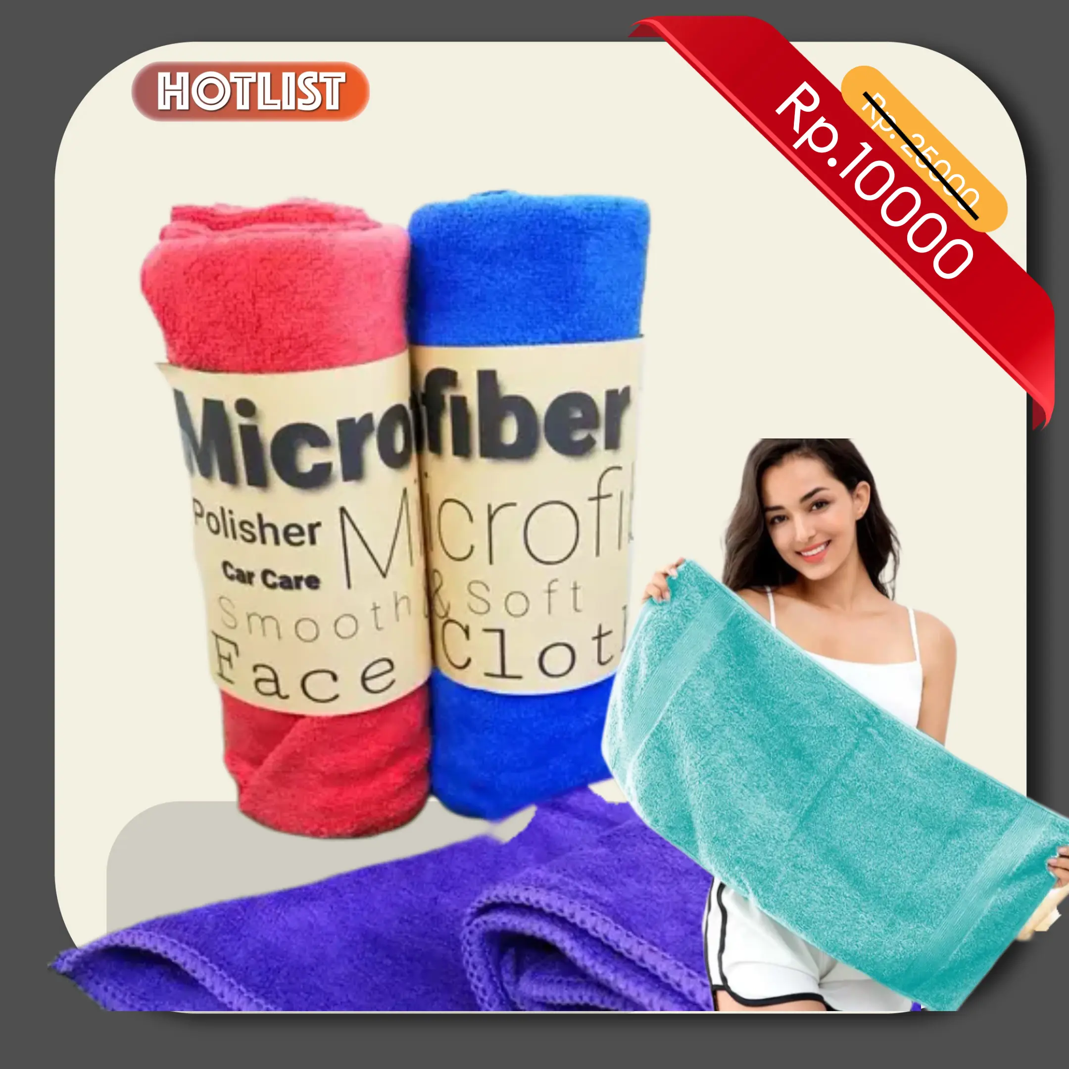 1 PACK ( ISI 6 Pcs ) Handuk Leher murah - Travel towel ukuran 30 x 70