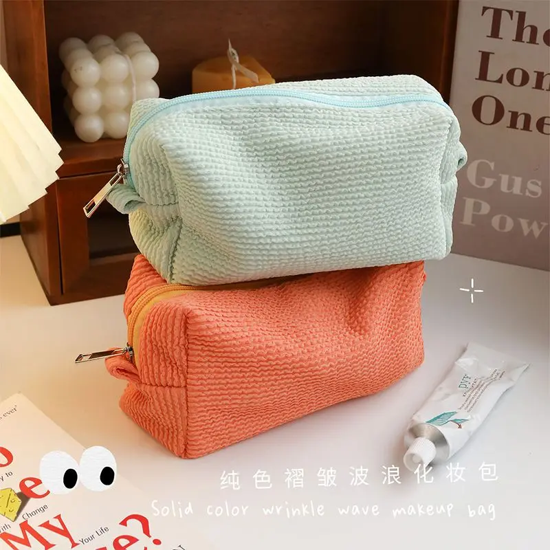 [coquette bag for school]Korean Style Cosmetic Bag Portable Large Capacity Travel Toiletry Bag Eyebrow Pencil Cosmetics Storage Bag Small Size Mini School Cosmetic Bag