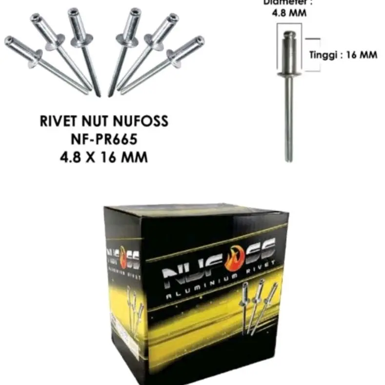Paku Rivet 4mm Isi 100pcs - Paku Rivet 540 Ukuran 4 mm x 11 mm - Aluminium Rivet Blin Rivets 540 0