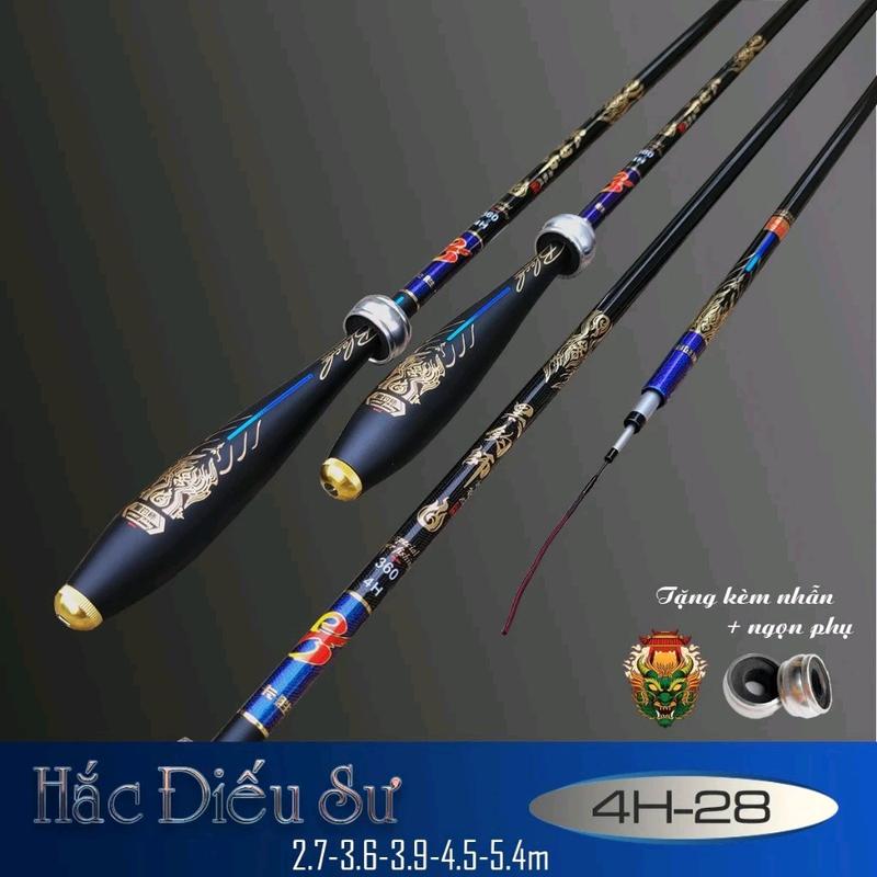 Cần câu tay Hắc Điếu Sư 4h - 28i tặng kèm ngọn phao trục thẻo giá rẻ( cần không có nhẫn) Đi Câu Fishing