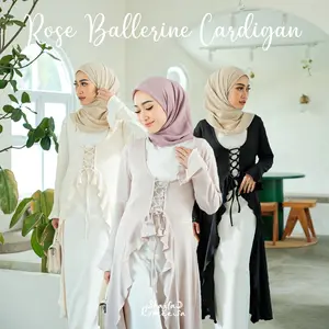 Rose Ballerine Cardigan (KNIT SUPER STRETCH) Panjang Muslim Kardigan Outer