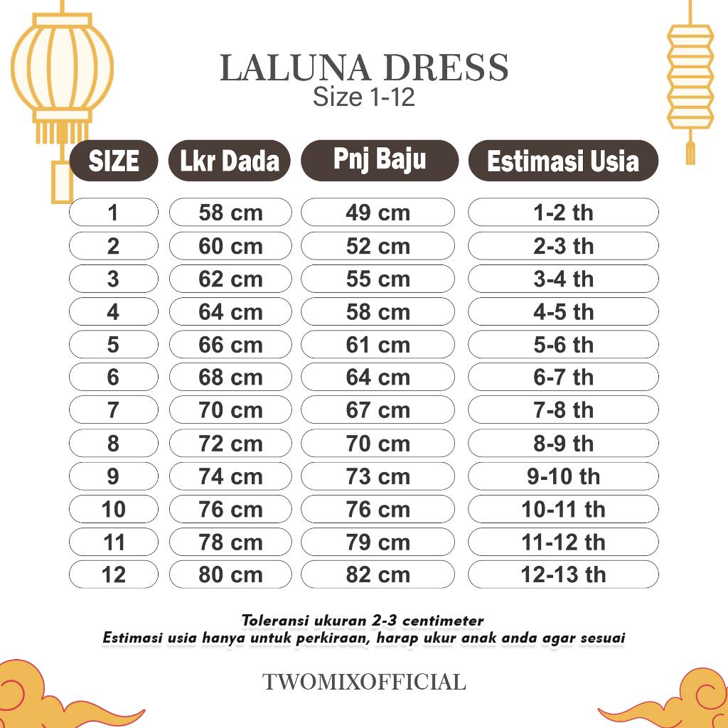 Two Mix - Laluna Dress Anak Perempuan 2024 - Gaun Anak Cewek 1-12 Tahun 4390 Katun Combed Lebaran Ramadhan 2026