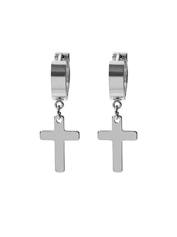 1 Pair Unisex Street Style Simple Plain Cross Design Dangle Earrings, All-match Trendy Dangle Earrings, Fashionable Jewelry for Women and Men for Daily Decoration 5