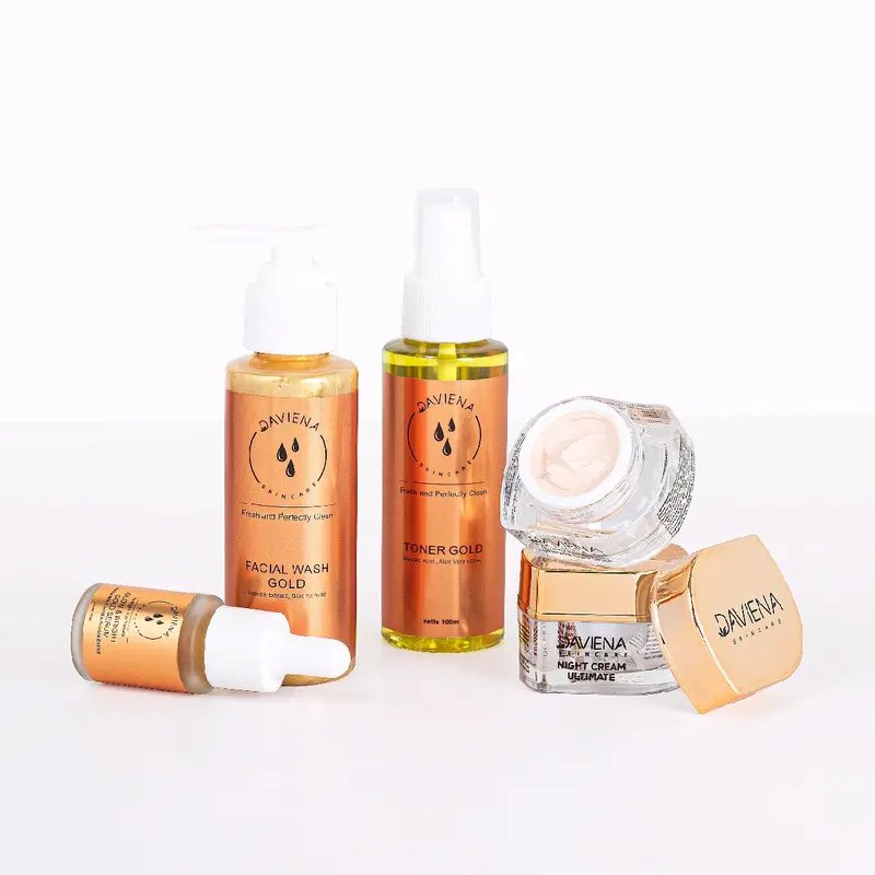 GOLD SERIES DAVIENA SKINCARE Semua Jenis Kulit Kulit sensitif Kontrol Minyak Facial Hitam Mencerahkan Wajah Memutihkan Komedo Mengencangkan Berjerawat Perawatan Kerutan 1