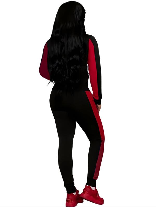 Two-piece Set Women's Colorblock Zip Up Hoodie & Pocket  Pants, Casual Long Sleeve Hooded Sweatshirt &  Jogger Pants for Daily Wear, Ladies Fall & Winter Clothes 7