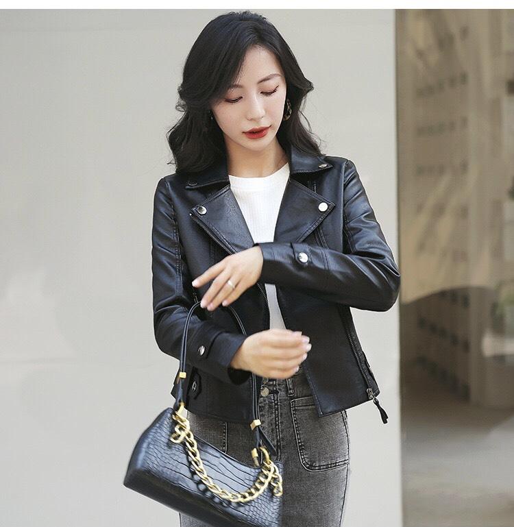 Áo Khoác Da Nữ Cổ Bẻ Quảng Châu Chất Đẹp Không Bong Tróc