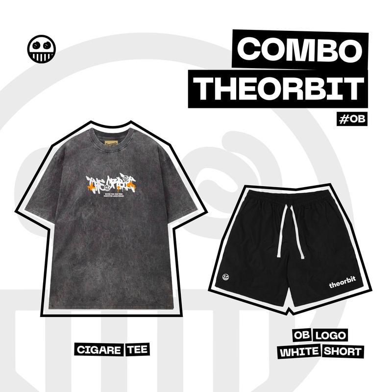 The ORBIT COMBO - Áo thun CIGARETEE + Quần Short OB Logo White - Local brand chính hãng Menswear Cotton