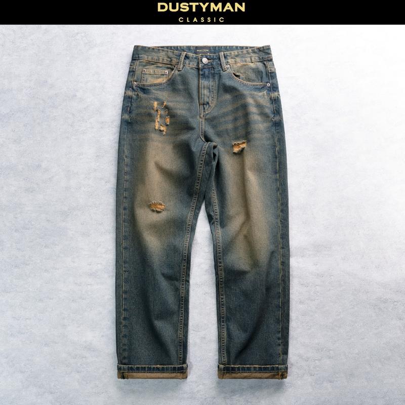 Quần Jean Nam Brad Ống Đứng Dustyman, Xanh Wash Bụi Bặm ,Form Straight
