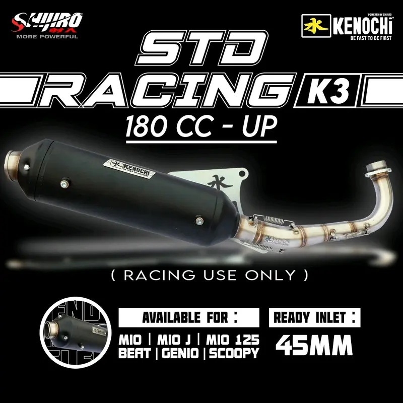 KNALPOT STANDAR RACING KENOCHI TYPE K SERIES BLACK FOR MIO KARBU MIO J MIO M3 SOUL GT XEON RC FAZZIO BEAT SCOOPY GENIO VARIO 110 2
