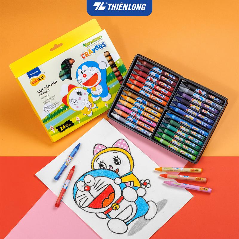 Sáp 24 màu Thiên Long Colokit Doraemon CR-C06/DO - Tiêu chuẩn Mỹ - Phiên bản Nobita's Sky Utopia 2023
