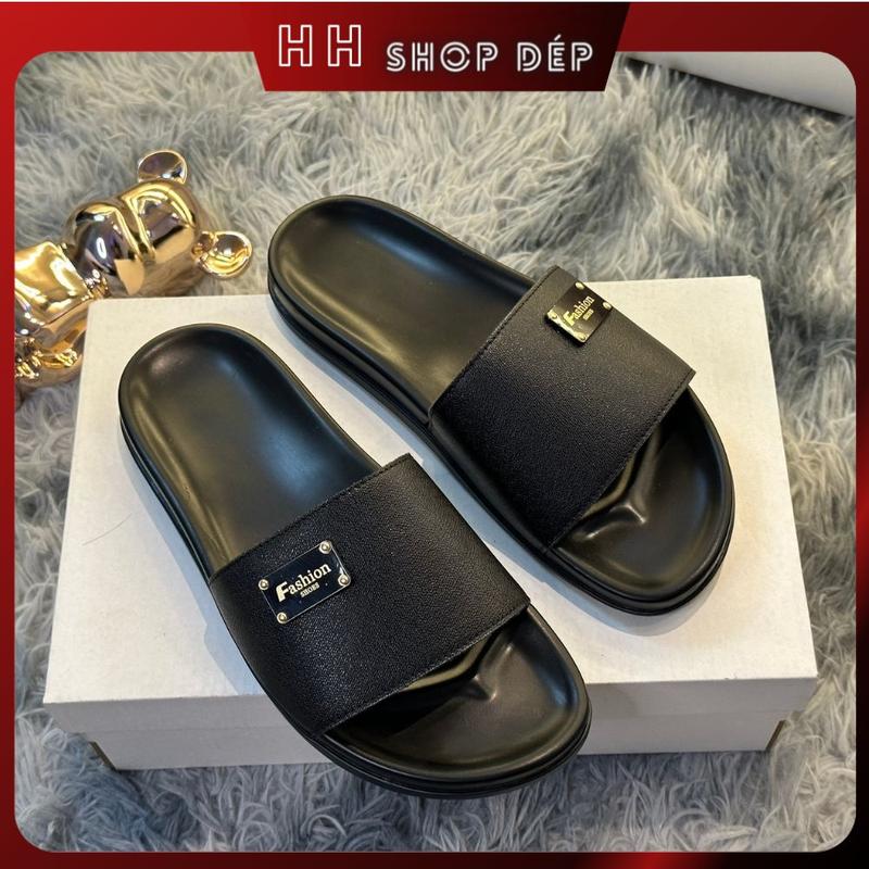 Dép Nam Da Quai ngang bản da sần, Fashion Đế kép 2 Lớp Slipper DéP Đế Bằng Dép…