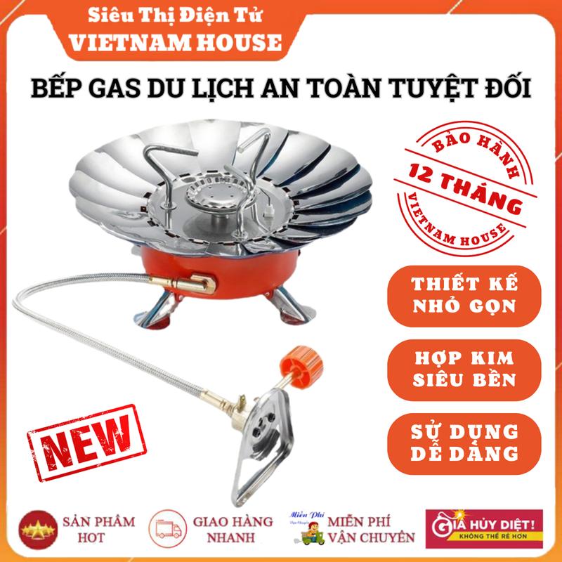 LOẠI 1 CỨNG CÁP || Bếp Ga Mini Du Lịch Xếp Gọn Có Mâm Chắn Gió, Có Dây Nối An Toàn Tuyệt Đối, Bếp Mini Gấp Gọn Đi Camping